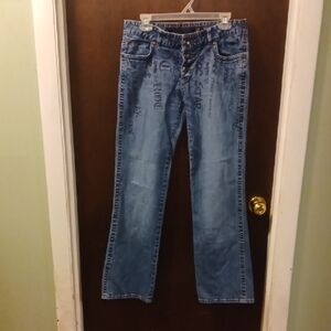 Vintage Rocawear Buttonfly Blue Denim with Graphic Detail Size 13/14